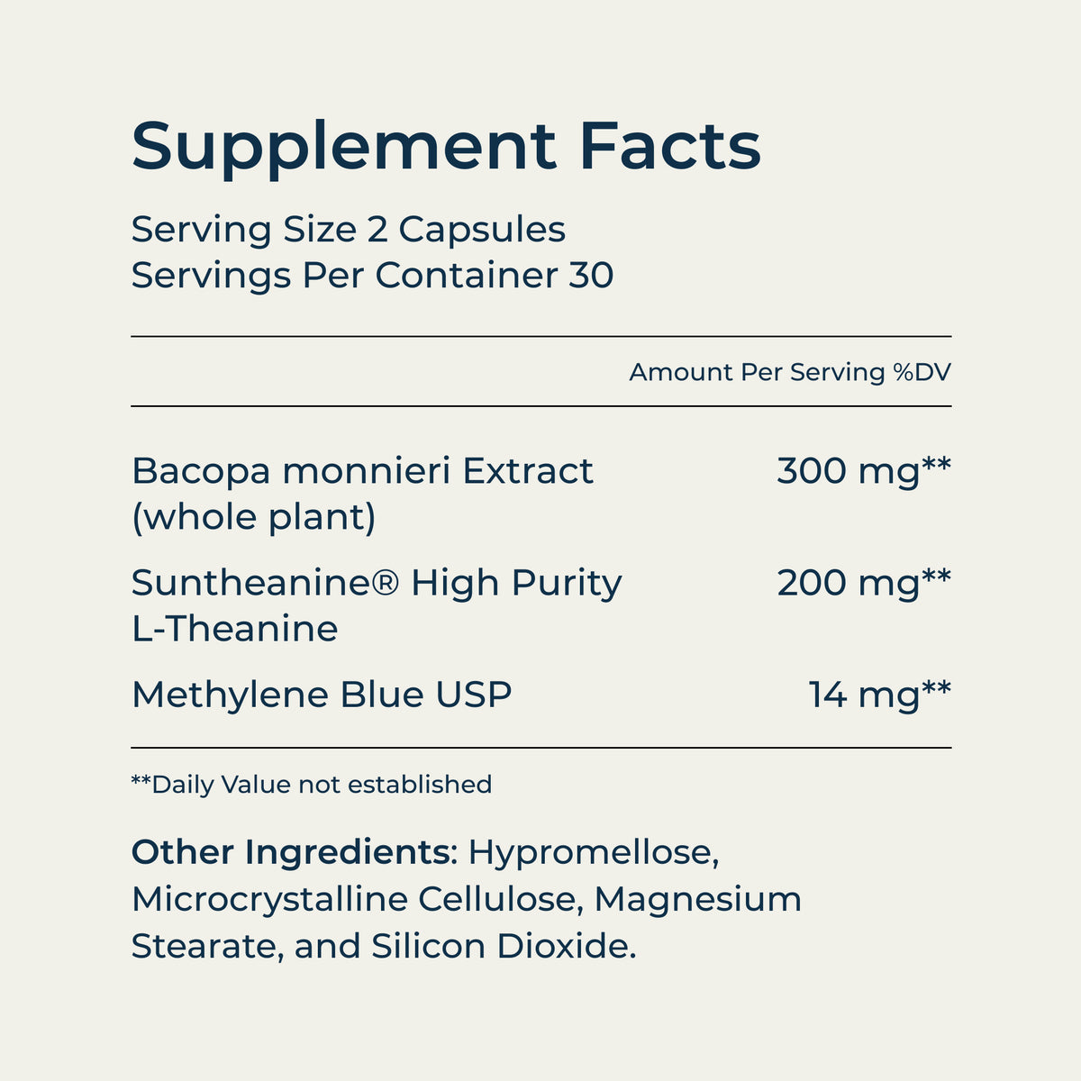 Refocus Supplement Facts panel